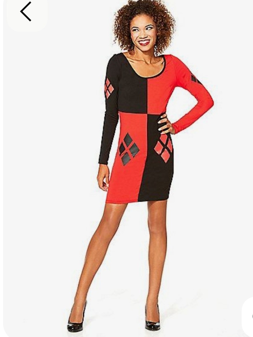 DC Comics Red and Black Harley Quinn-Inspired Colorblock Cosplay Mini Dress